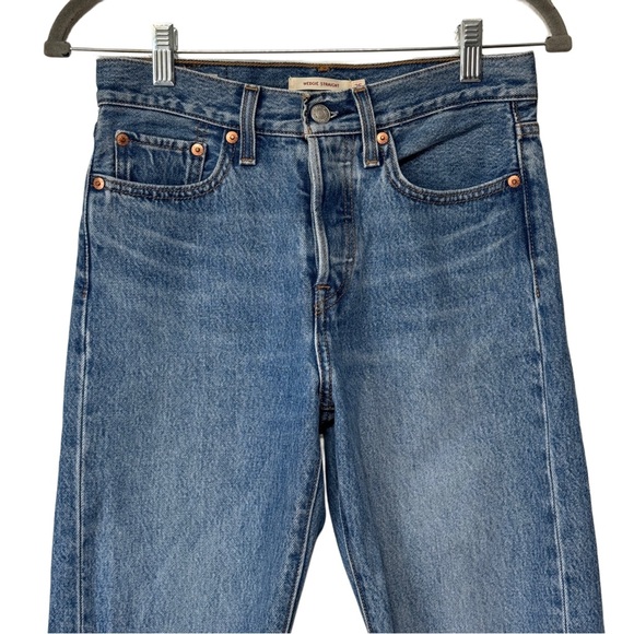 {Levi's Premium} "Wedgie Straight in Uncovered Truth" Button Fly Denim Jeans - Picture 4 of 8